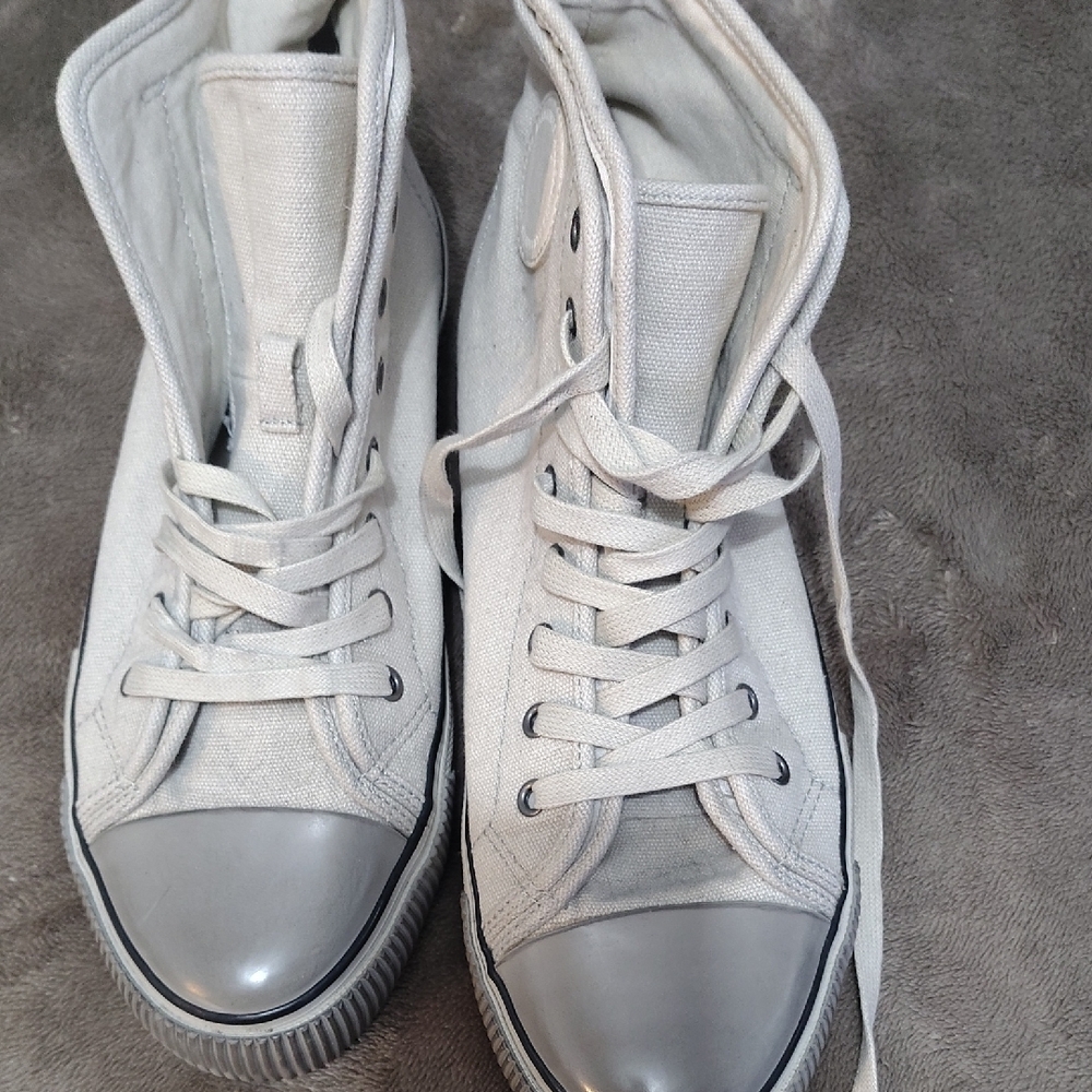 Allsaints High-Top Canvas Sneakers with Silver Toe
